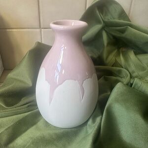 Issac Mizrahi Loves xo, Sienna 6 inch tall HAND DIPPED ROSE PINK/White Vase